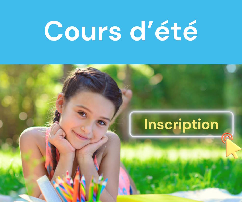 Jeune fille souriante avec crayons de couleur, annonce des cours d’été en orthopédagogie